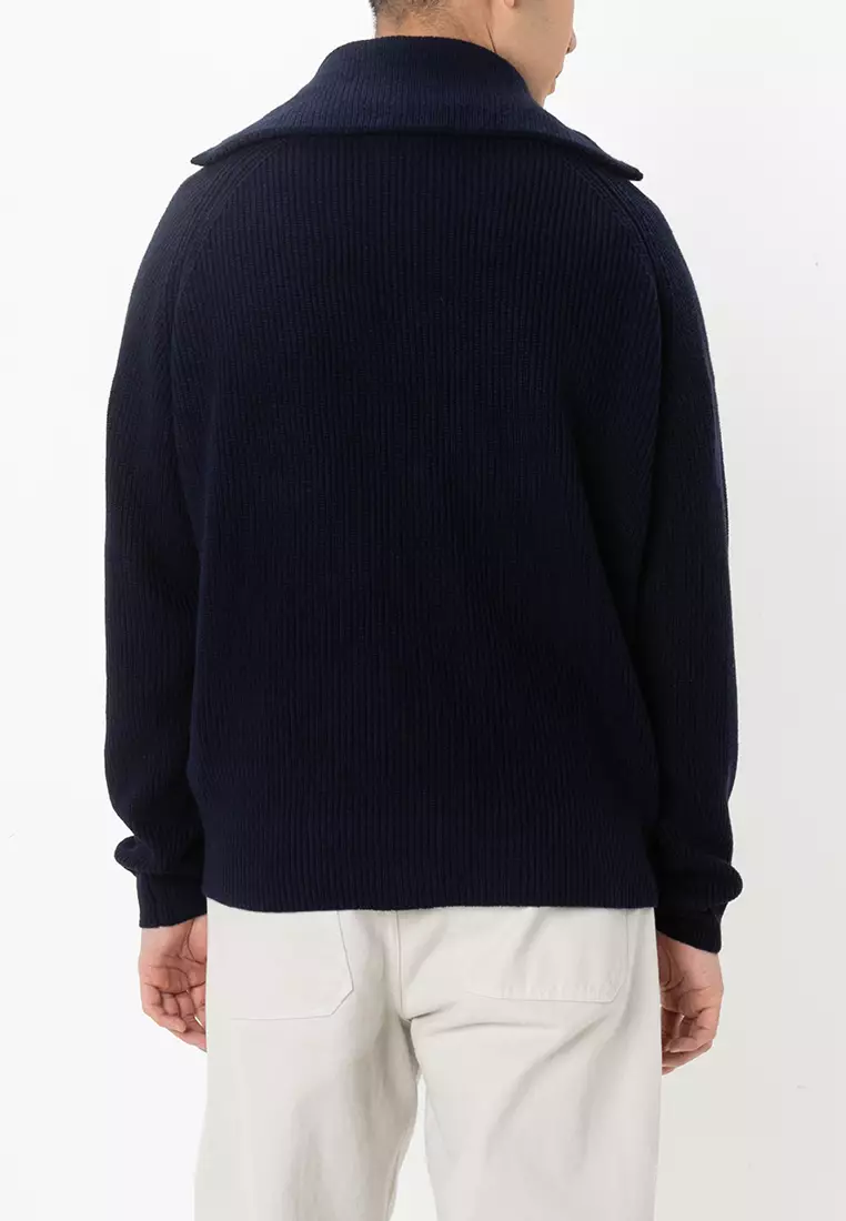 Buy Maison Kitsune Bold Fox Head Patch Half Zip Ribbed