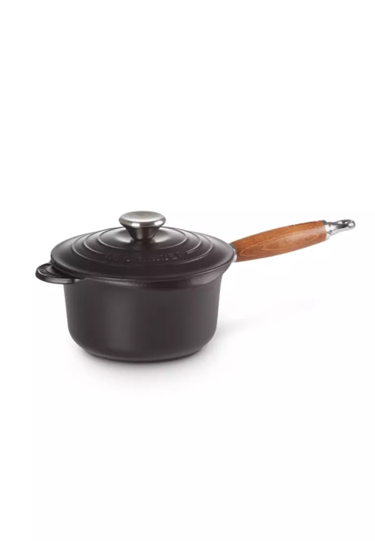 Buy Le Creuset Le Creuset Satin Black Cast Iron 18cm Saucepan Wooden