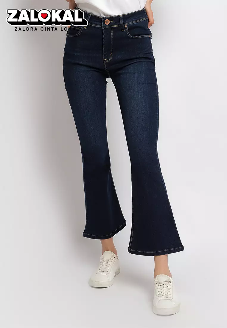 C2 Thiery Navy Dual Push Jeans Bootcut Flare