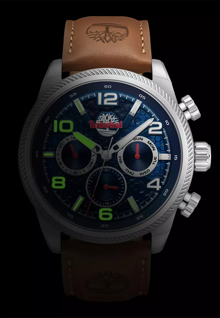 Timberland Henniker II - Jam Tangan Analog Pria - Navy Dial - Brown Leather Strap - TDWGF0028705