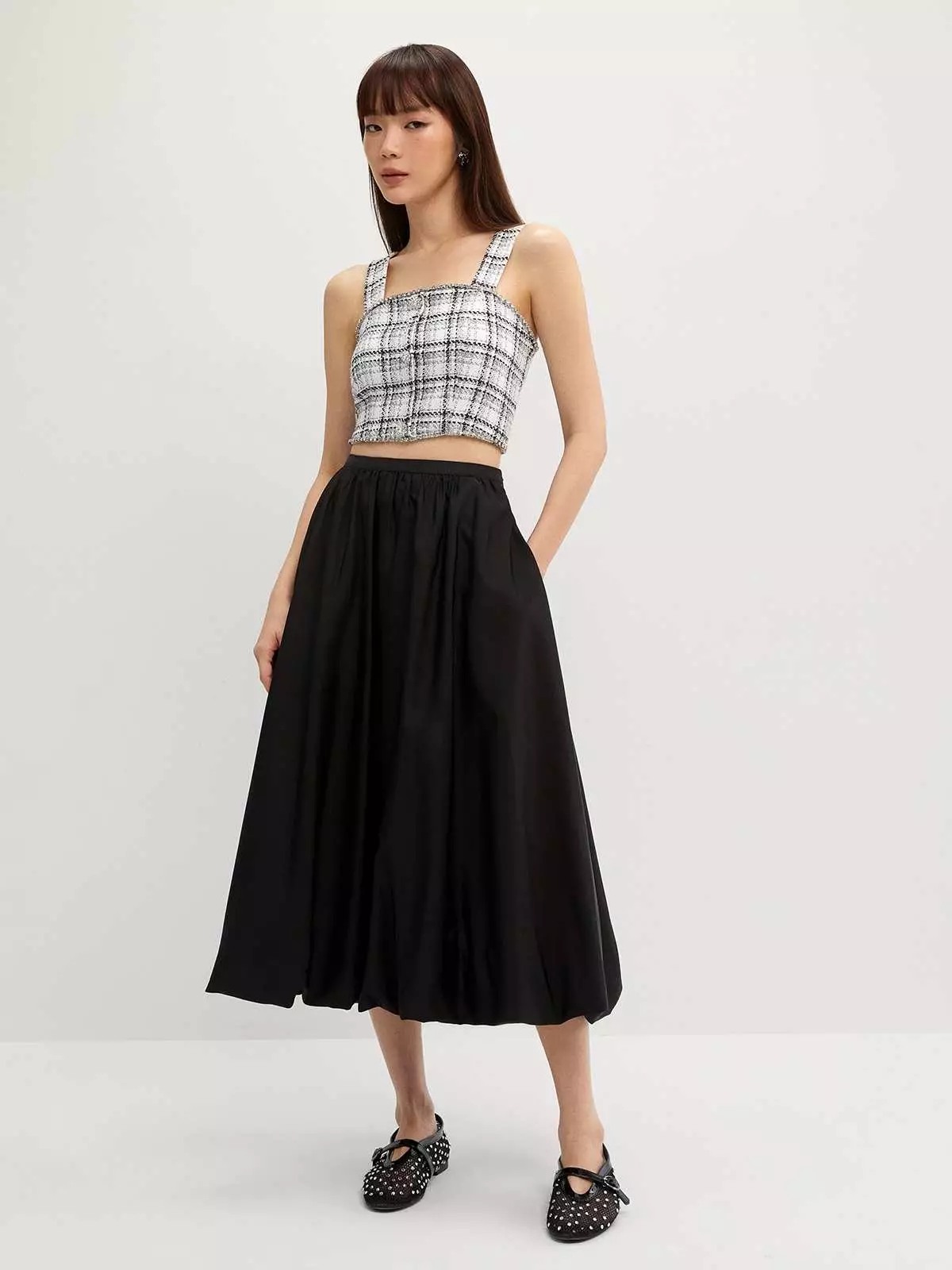 Rhinestone Crop Top - White