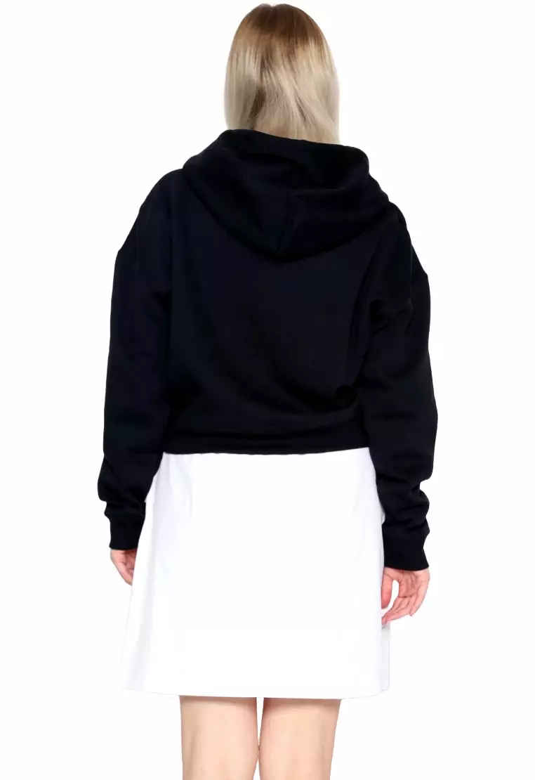 TONIQUE Hoodie Wanita Crop Katun Hitam SOPHIA Women's Regular Fit Cotton Crop Hoodie Black