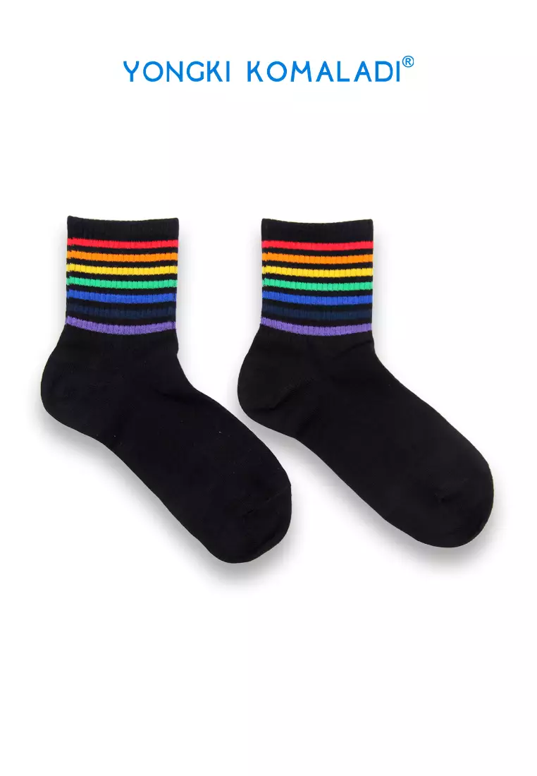 YONGKI KOMALADI KAOS KAKI MOTIF STRIPE OLDSCHOOL SOCK02 HITAM