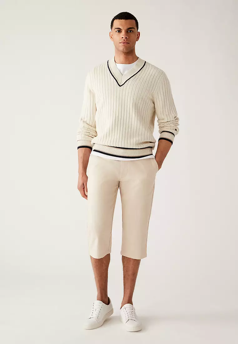 Linen Blend 3/4 Leg Shorts