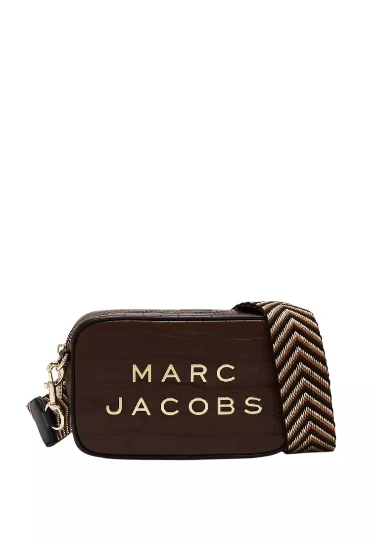 Croc Embossed Flash Camera Bag Dark Brown