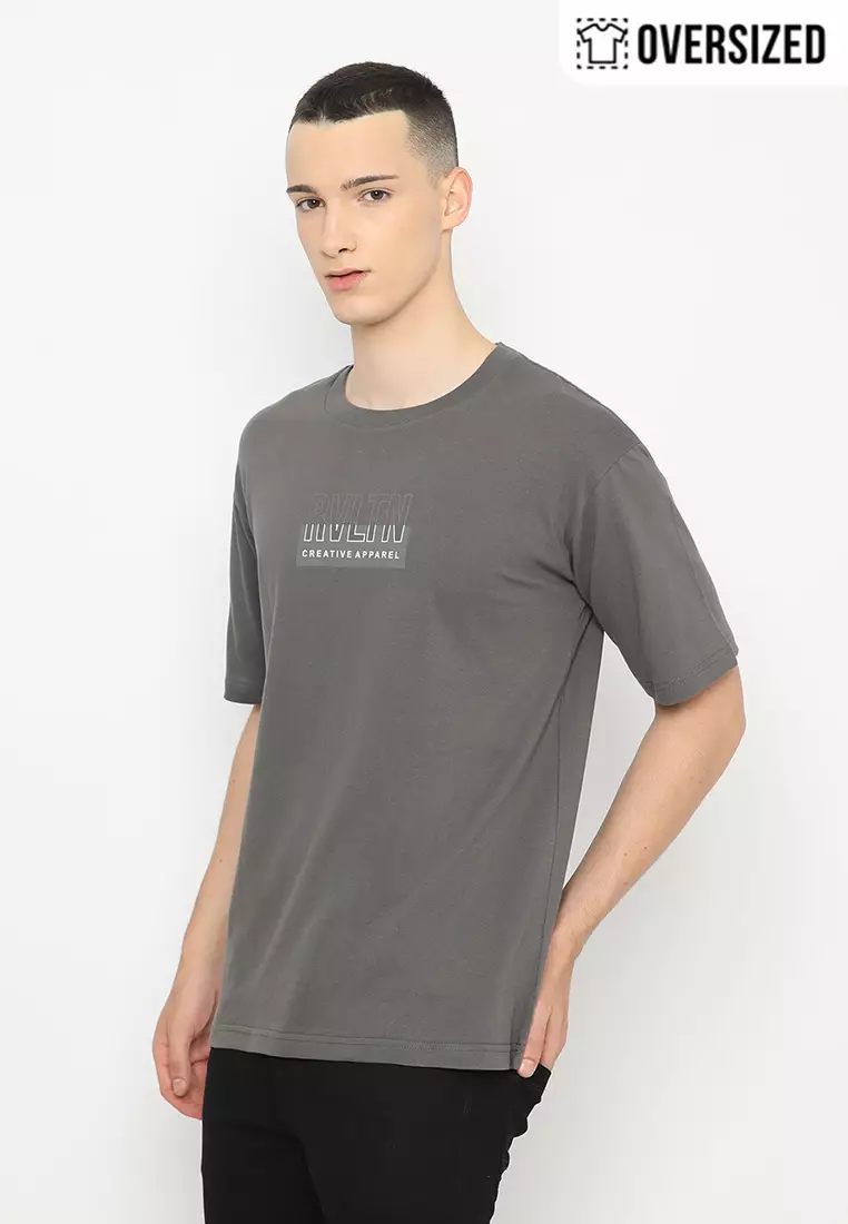 RBJ T-Shirt Cotton Charcoal Oversized Pria 2079230191