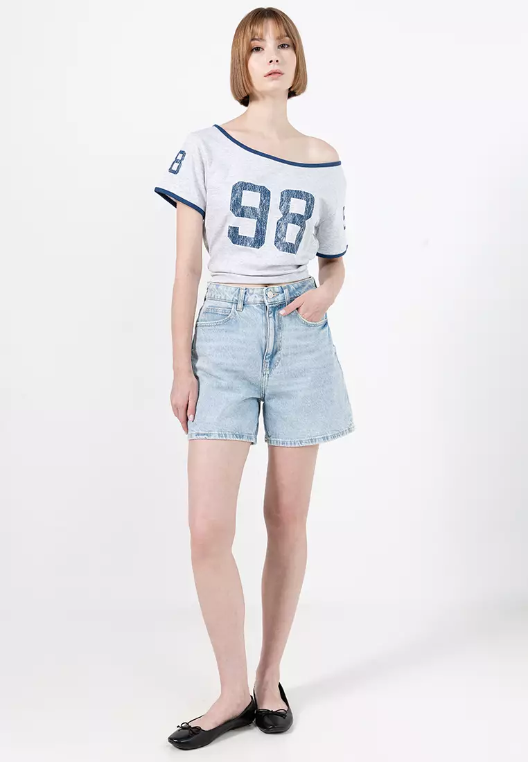 The Fitted Off Shoulder Graphic Tee