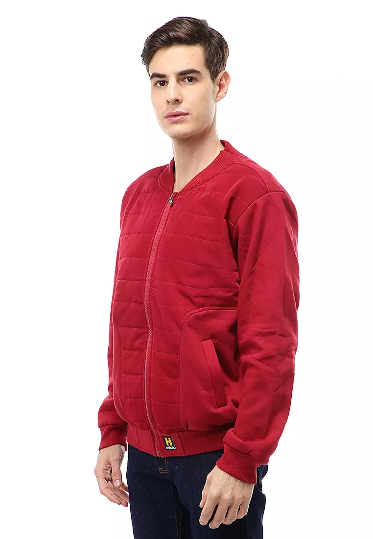 Clover Outerwear Jacket Pria Sporty Design Material Polyester ORIGINAL - Maroon