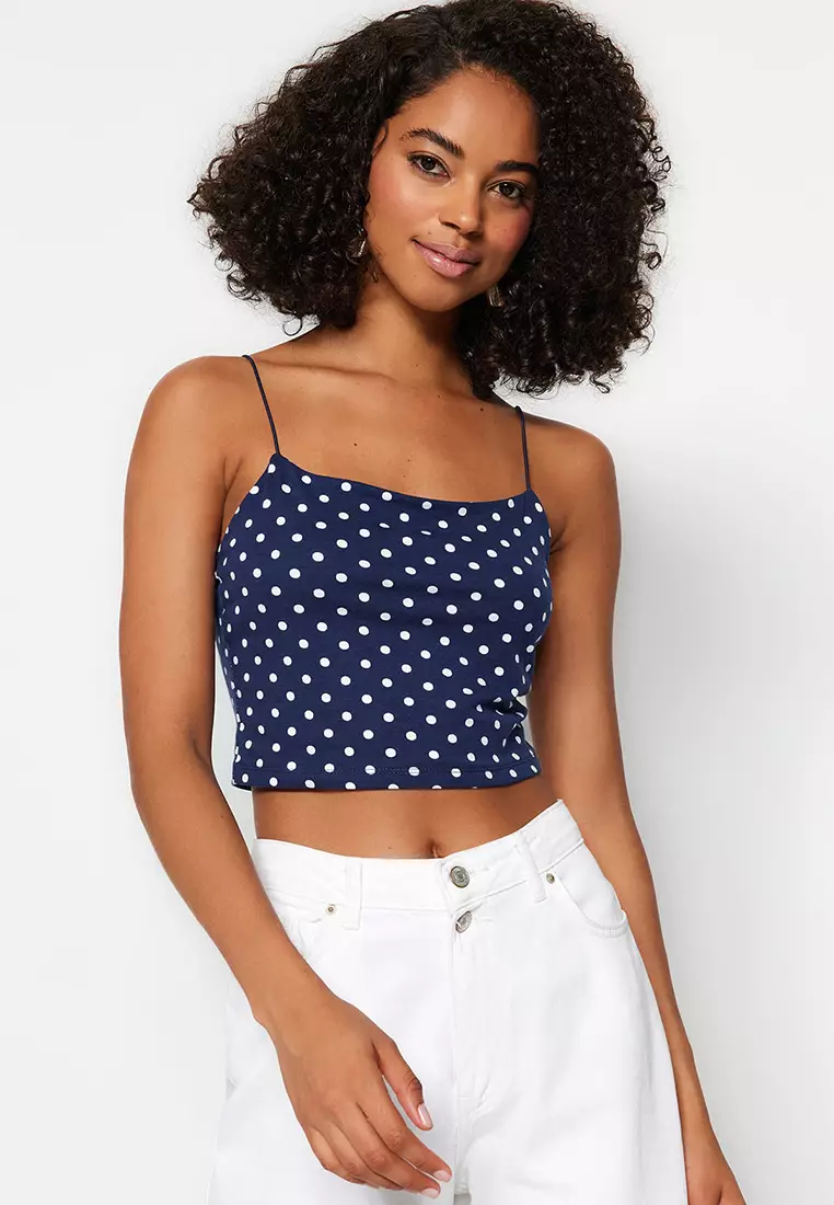 Polka dot spaghetti strap top online