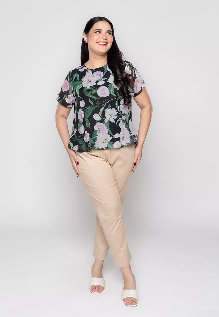 Milly Plus Size Laurence Blouse in Floral  Print