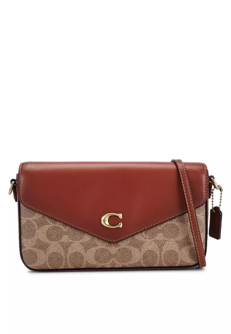 Coach Wyn Signature Logo Canvas Crossbody Bag - Tan Rust