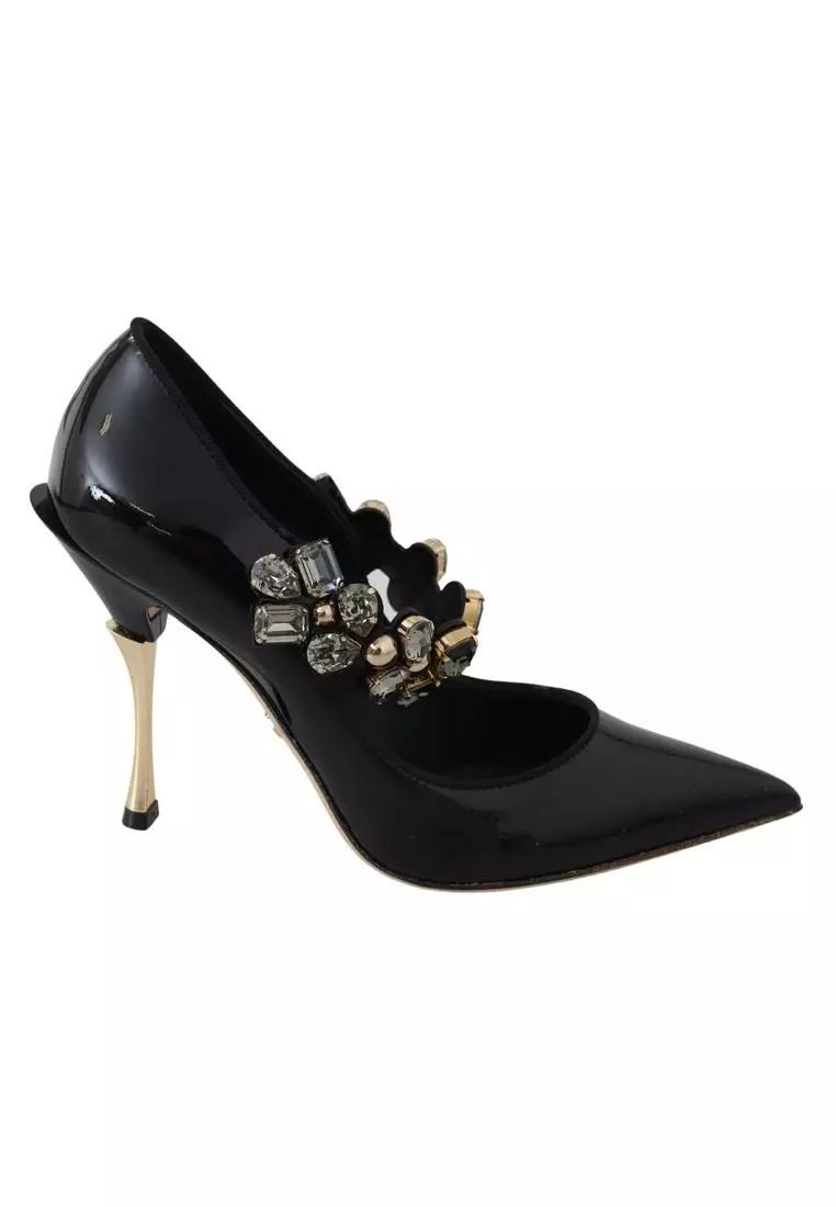 Buy Dolce Gabbana Dolce Gabbana Black Leather Crystal Shoes