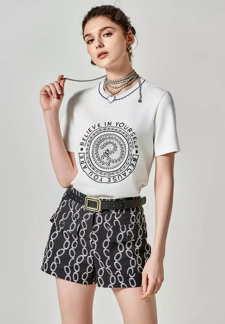 Printed Chain Graphic Shorts