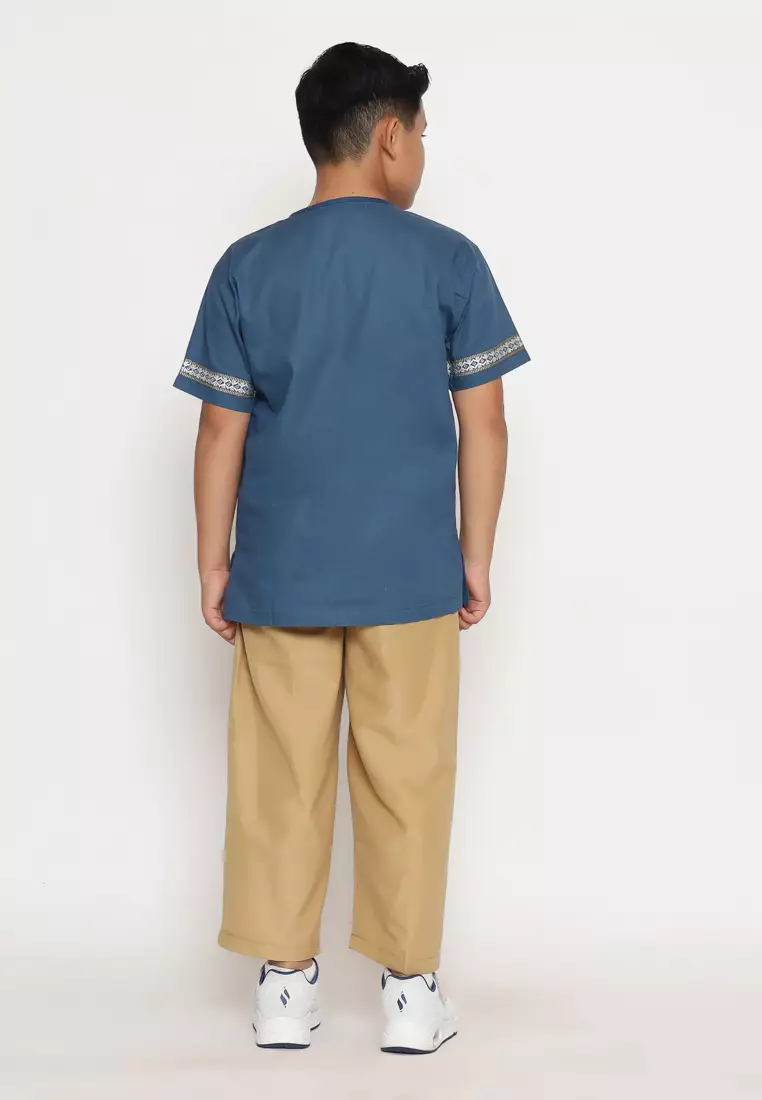 Baju Koko Set Anak Laki Bordir Lentera Navy - GENUINE