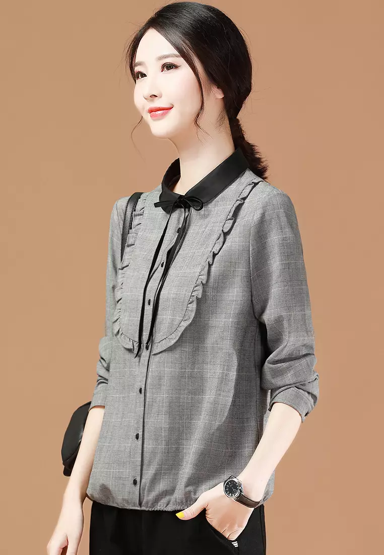 Buy A-IN GIRLS Vintage Black And White Checkered Blouse Online | ZALORA ...