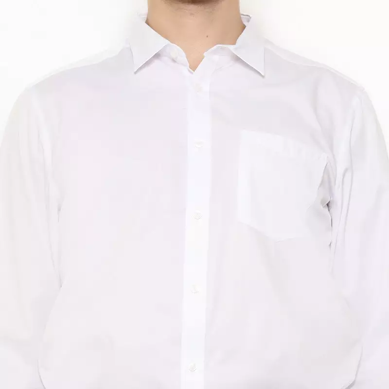 Lawell Kemeja Pria Putih Lengan Panjang Slim Fit | Garis Tipis Elegan – LAQKFLSFQG101QCVNQNM
