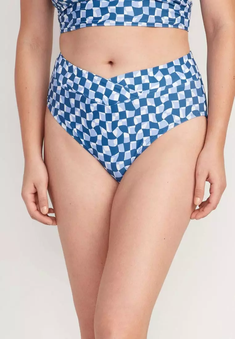 Matching High-Waisted Cross-Front Bikini Swim Bottoms