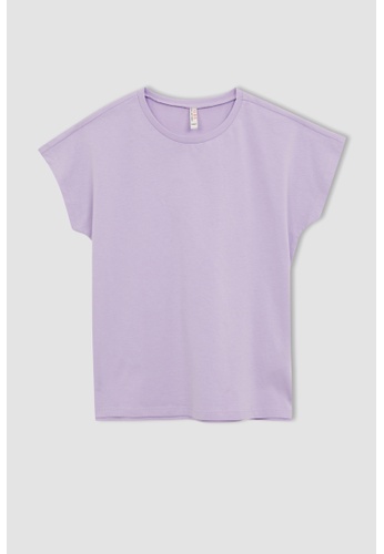 DeFacto purple Short Sleeve Cotton T-Shirt 58373KA3F109B5GS_1