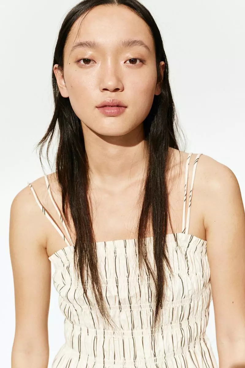 Smocked-bodice cotton dress