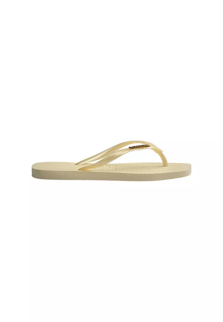 Slim Square Logo Metallic Flip Flops