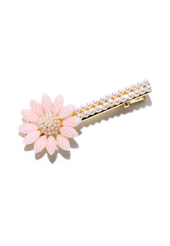 Kings Collection pink Sunflower Faux Pearl Hair Clip (HA20364) 65D85AC9616587GS_1