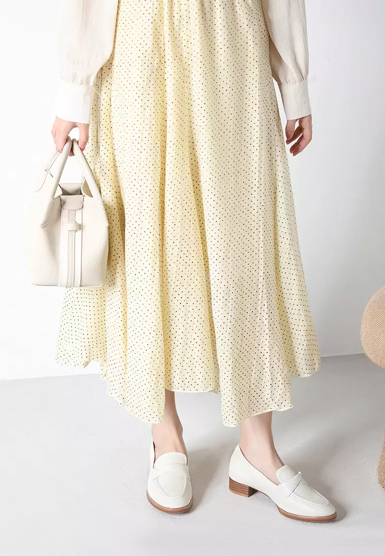 Pleated Strap Leather Loafers TH138-1