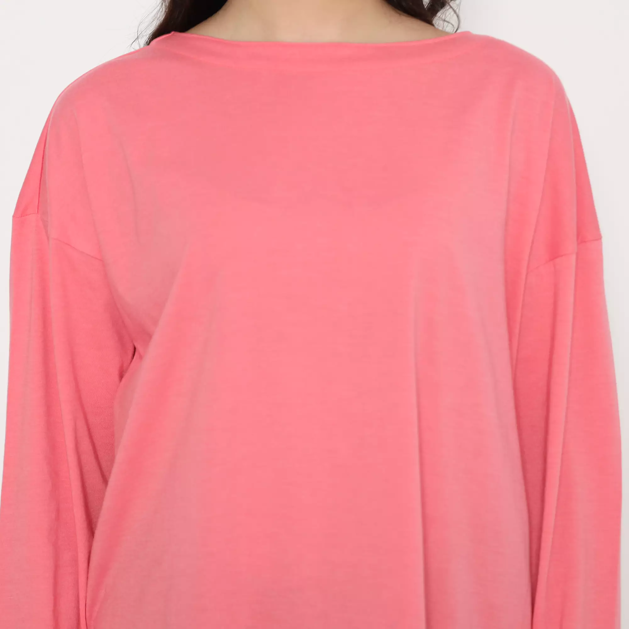 Matsuda Kaos Oversize Polos Wanita Lengan Panjang T Shirt Olive