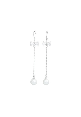 ZITIQUE silver Women's Sweet Bowknot & Pearl Hook Earrings - Silver 539BAAC6799A6EGS_1