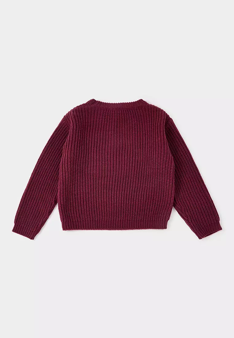 Becca 粗針織蝴蝶刺繡毛衣