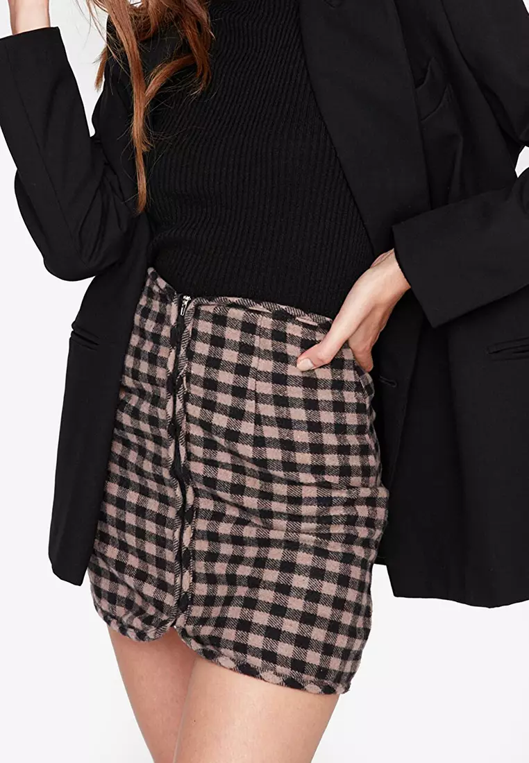 Zalora shop checkered skirt