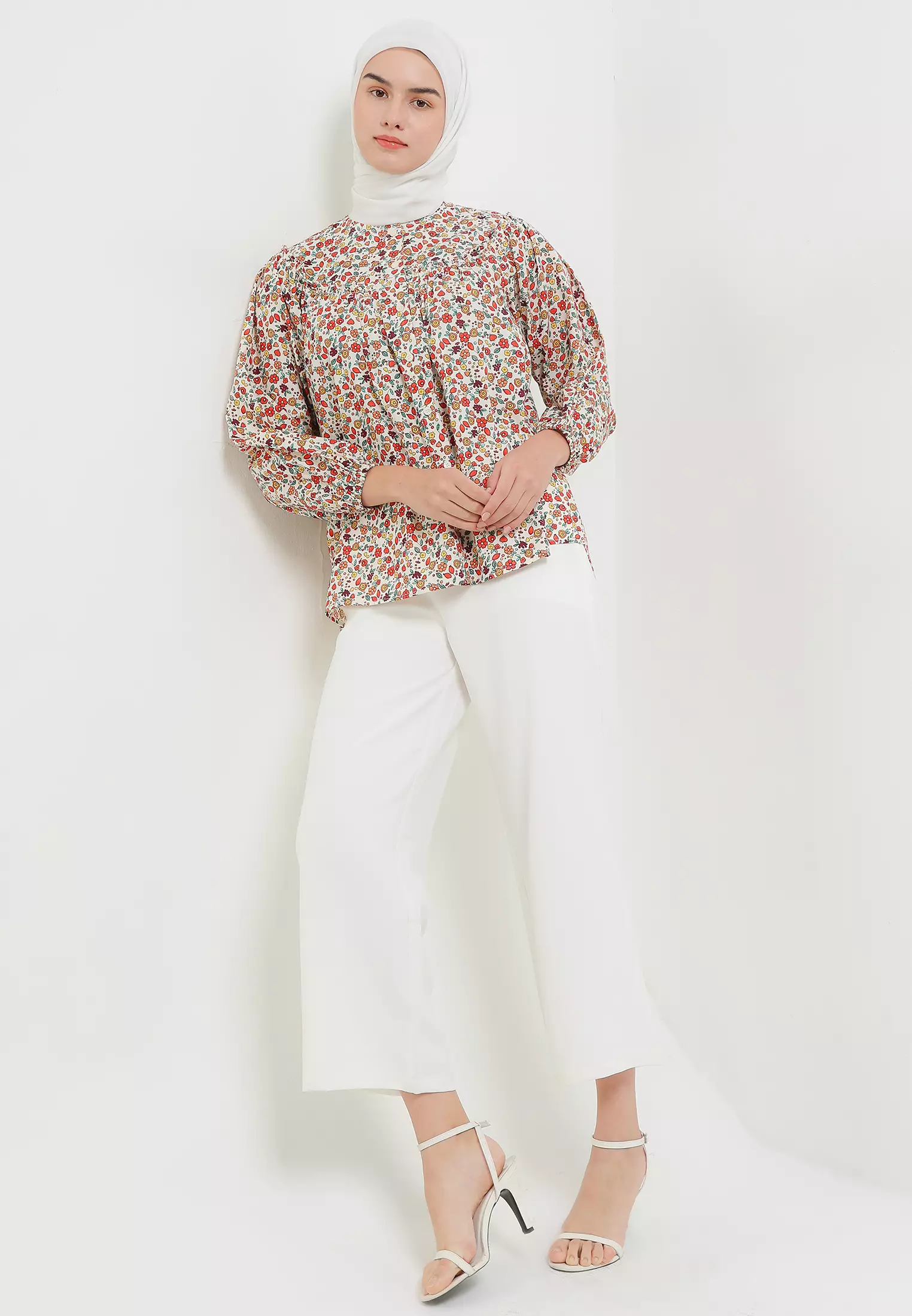 MFMW Ayyaksa Atasan Blouse Orange Motif Bunga