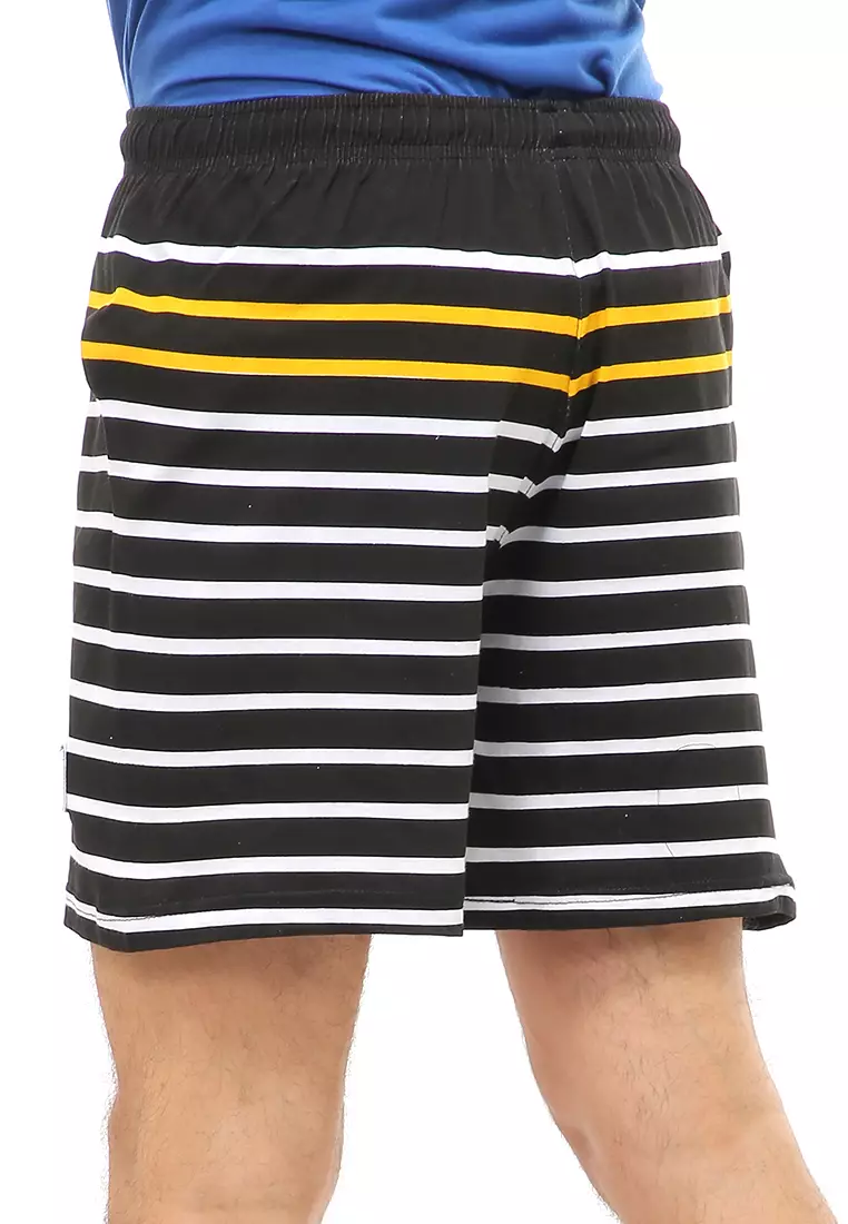 Jaymes Short Pants Celana Dalam Boxer Pria Striped Motive Material Cotton ORIGINAL - Black