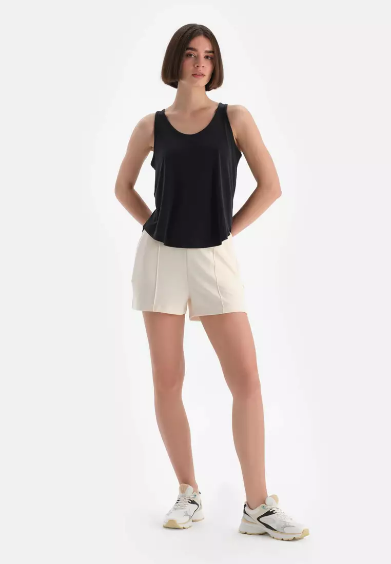 Black Tanktop, Crew Neck, Regular, Sleeveless Activewear for Women