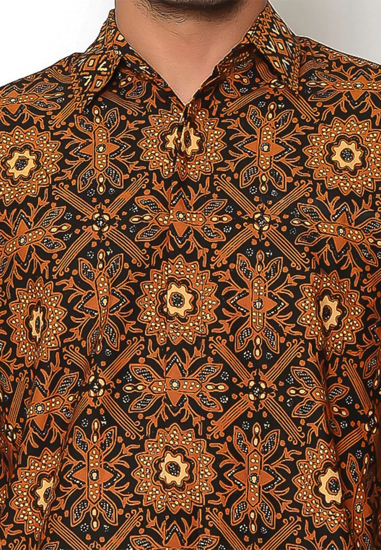 Hadinata Batik Pria Kemeja Panjang Cap Semi Tulis Baskara