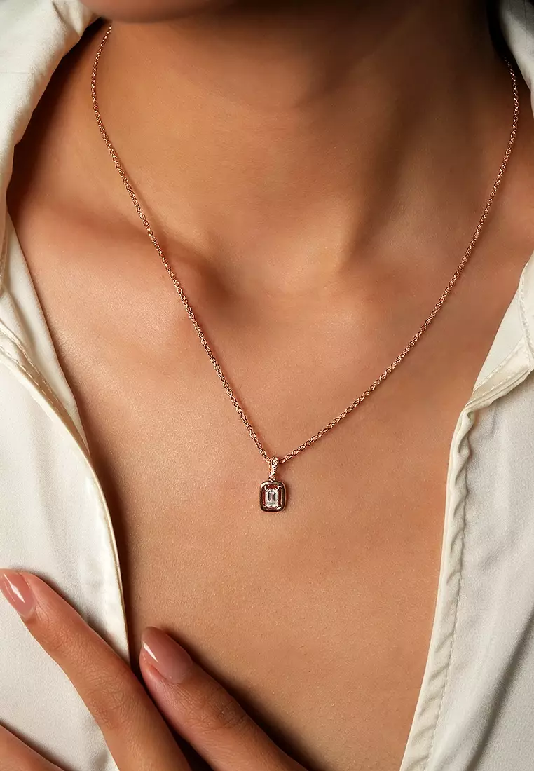 Emerald Cosmic Lab Grown Diamond Pendant Necklace in 14K Rose Gold D/E-VVS/VS (0.44ct TDW)