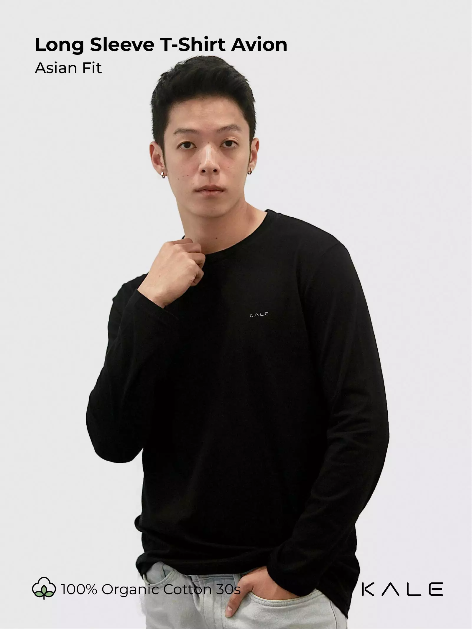 Kale AVION BLACK / Kaos Tangan Panjang Pria / Atasan Tangan Panjang Pria / Baju Kaos Polos Pria / Cotton Combed 30S / Cotton Combed 24S BLACK