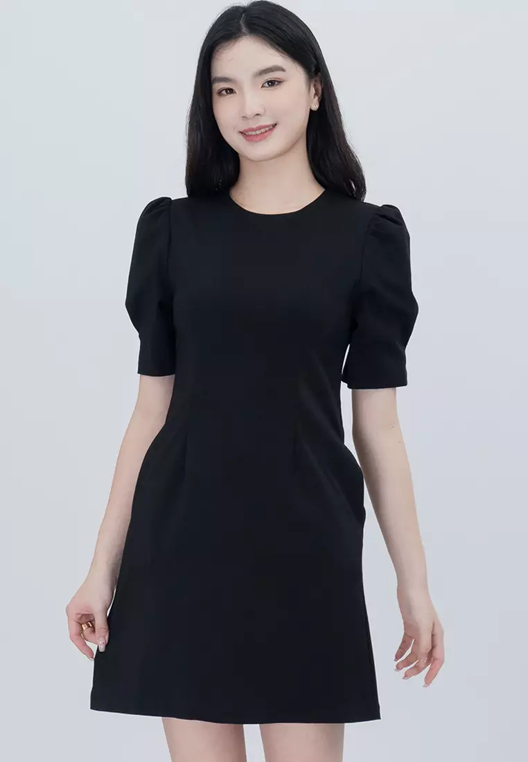 Round Neckline Mini Dress