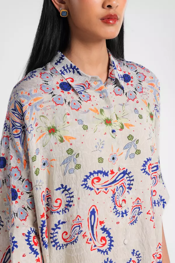 MINIMAL - Aysel - Kaftan Shirt Motif Paisley - Beige