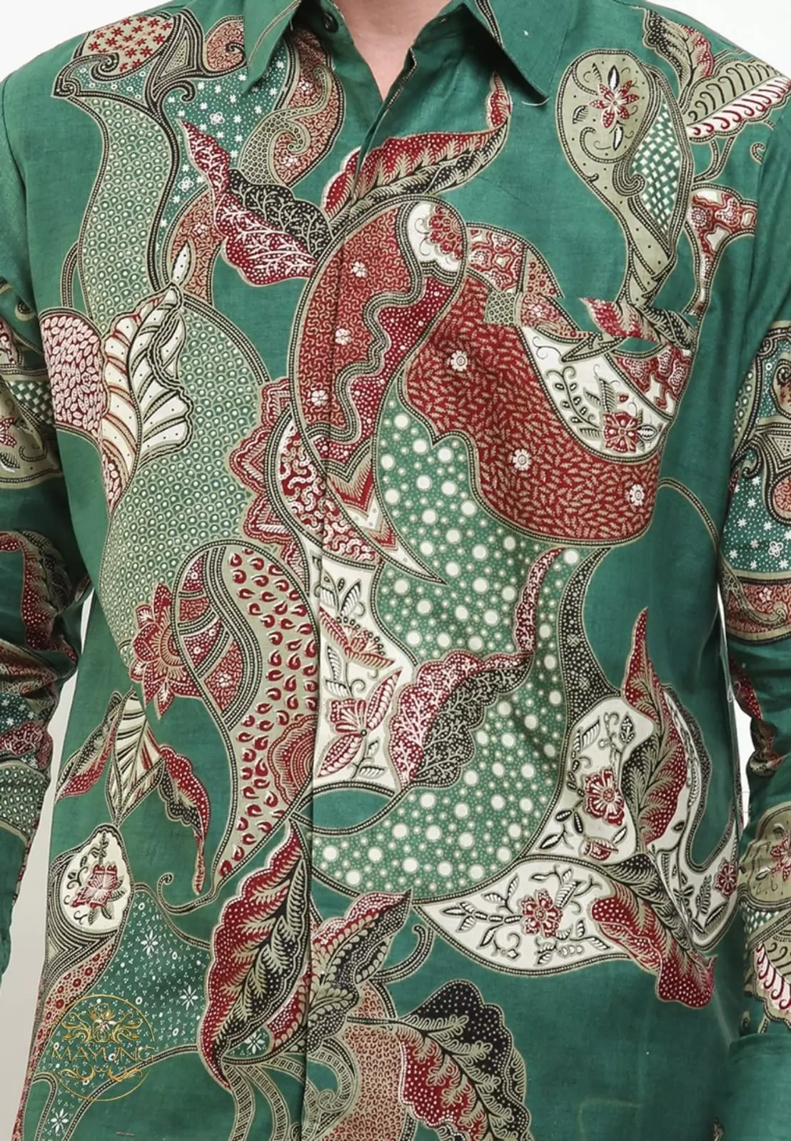 Laurendra Ijo Kemeja Batik Pria Premium Slimfit Modern Lengan Panjang
