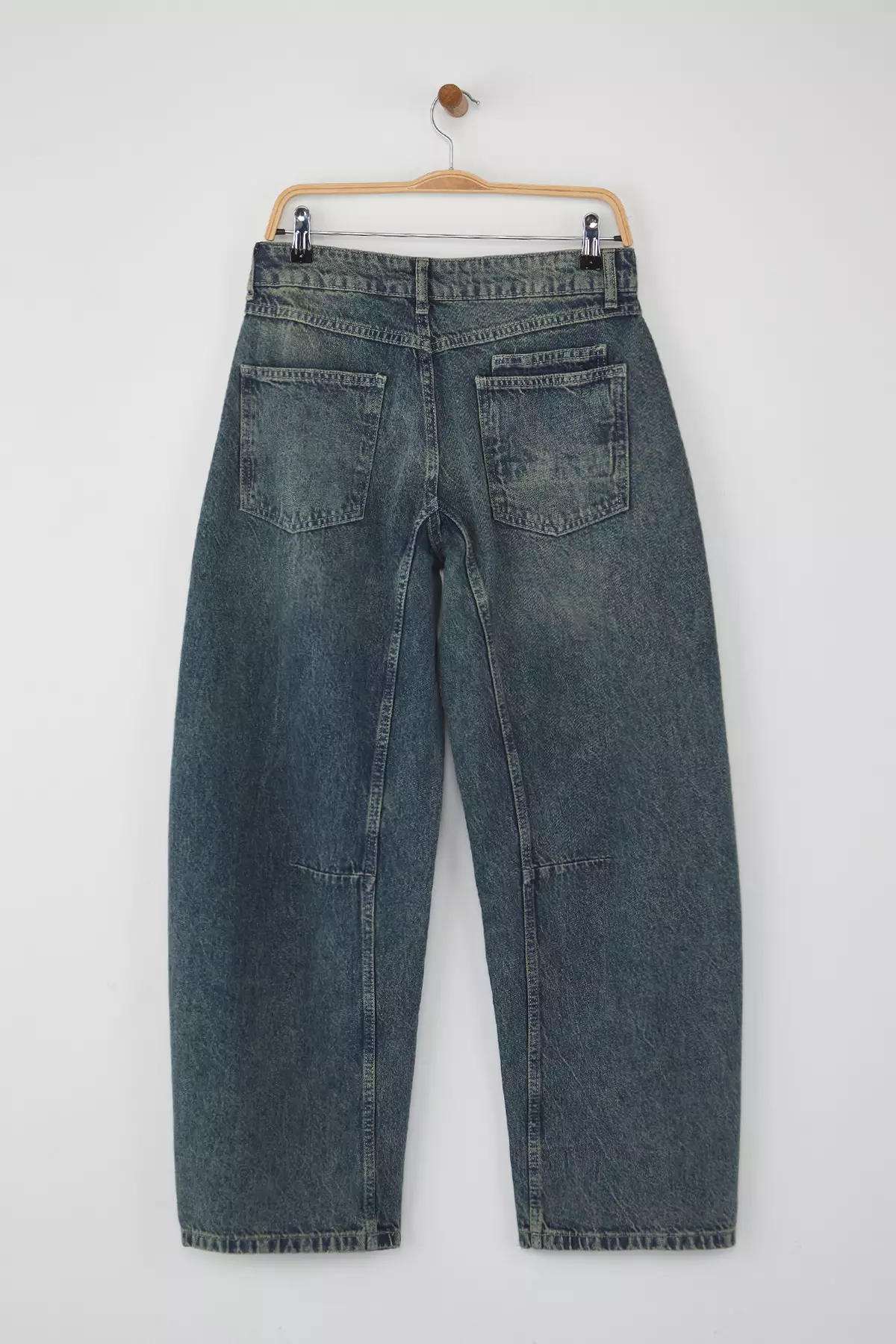 Teen Blue High Waist Stitched Detail Baggy Jeans Twoaw26Je00102