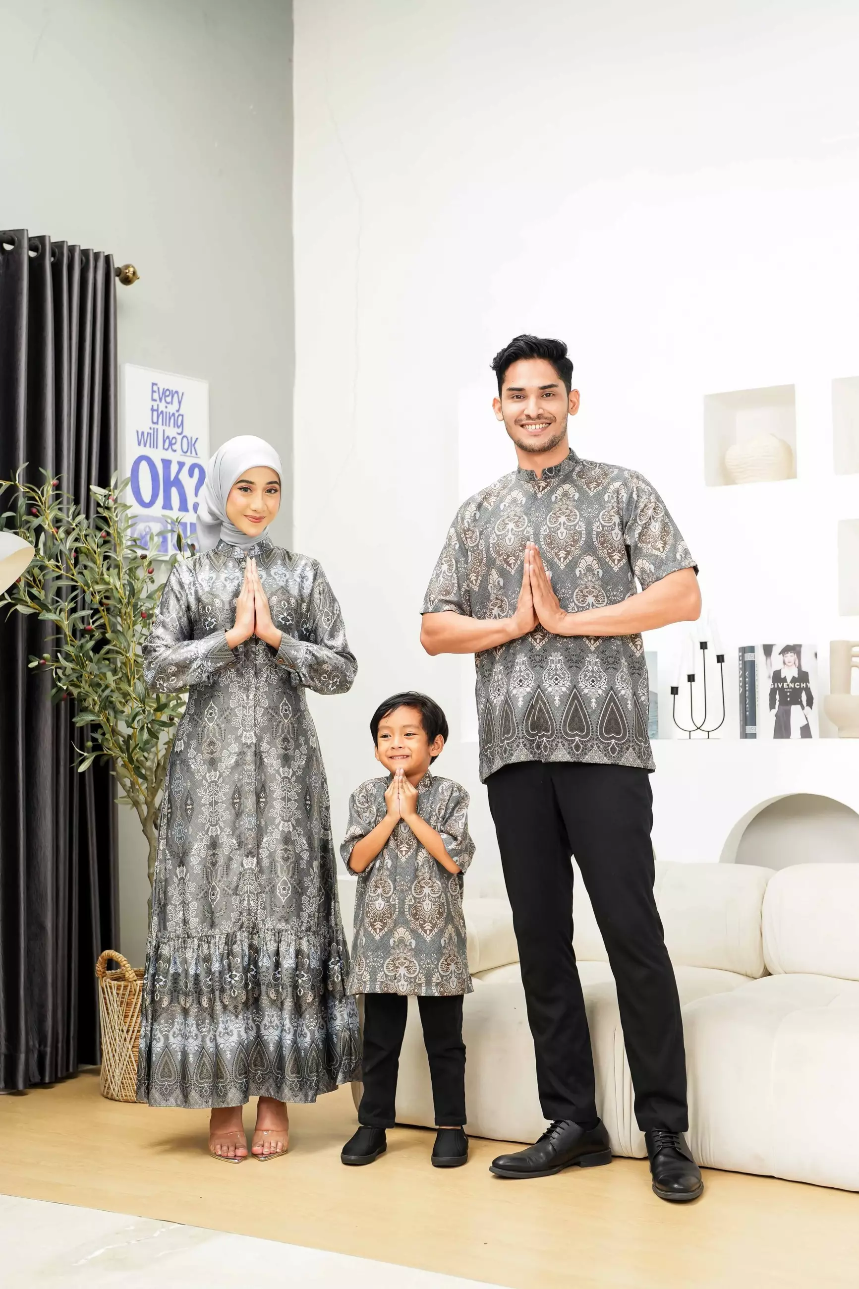 Sarimbit Senggala Grey Gamis Wanita  Dress