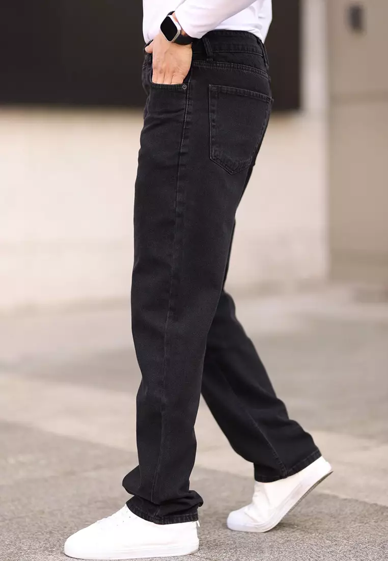 Black Baggy Fit Jeans Denim Trousers TMNAW24JE00027