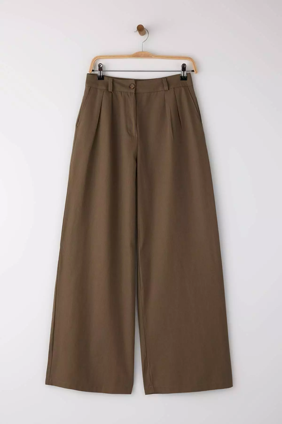 Jual Trendyol Brown Thin Drape Soft Touch Wide Leg Pants Original