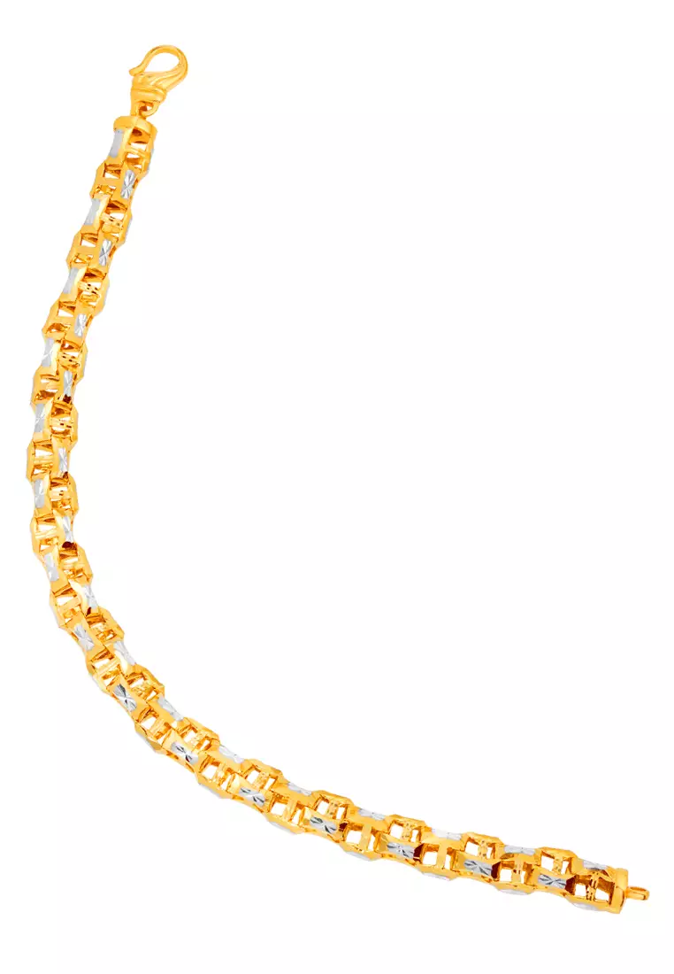 TOMEI Dual Tone Enchanting Spiral Bracelet Yellow Gold 916