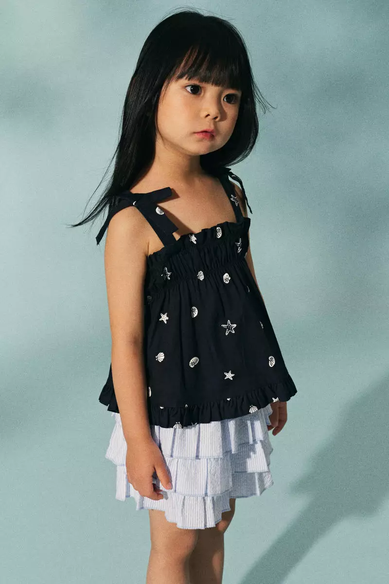 Buy H&M Frill-trimmed cotton top 2025 Online ZALORA