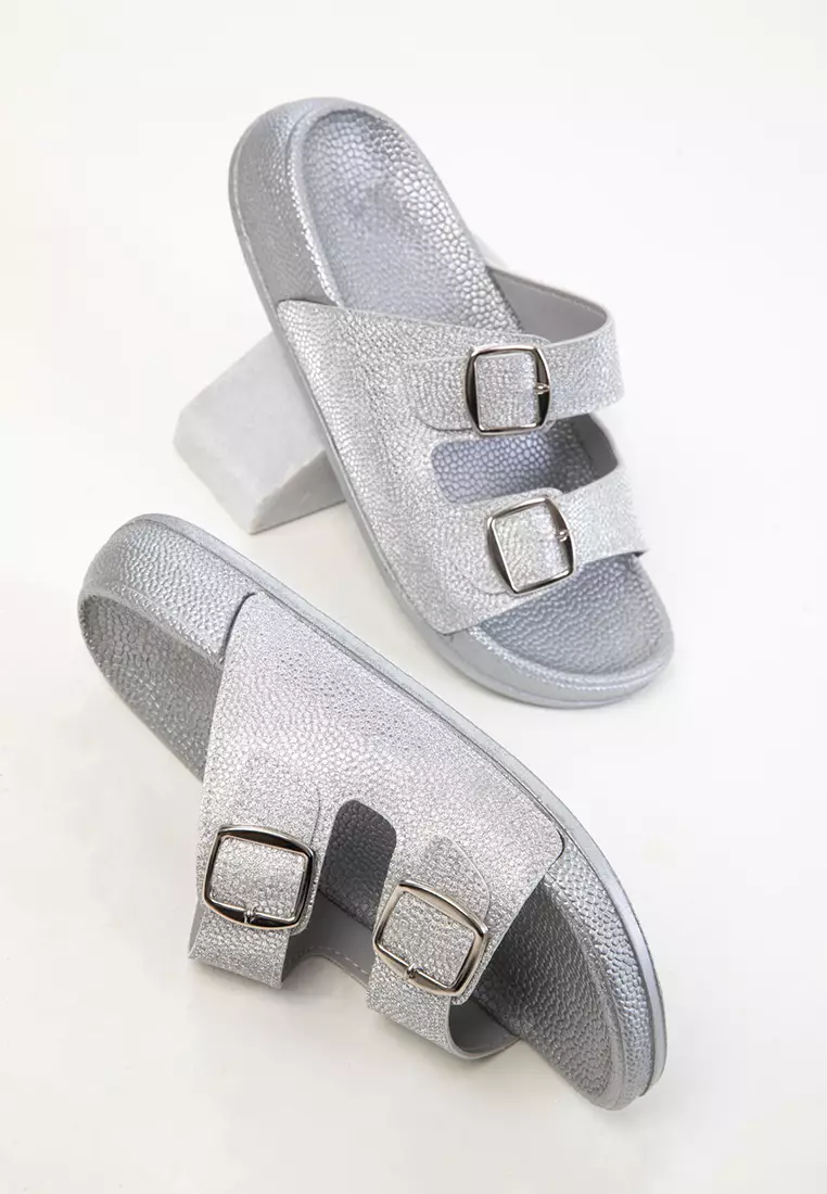 20494 Silver Women's Slippers