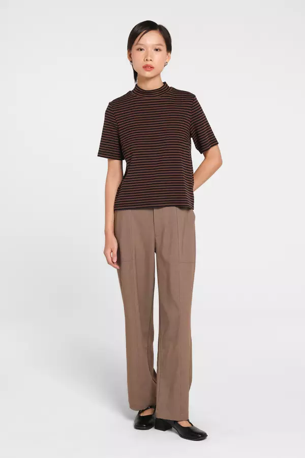 MINIMAL - Lorda - Celana Panjang Lurus Motif Garis - Grey Dark Warna Grey_Dark