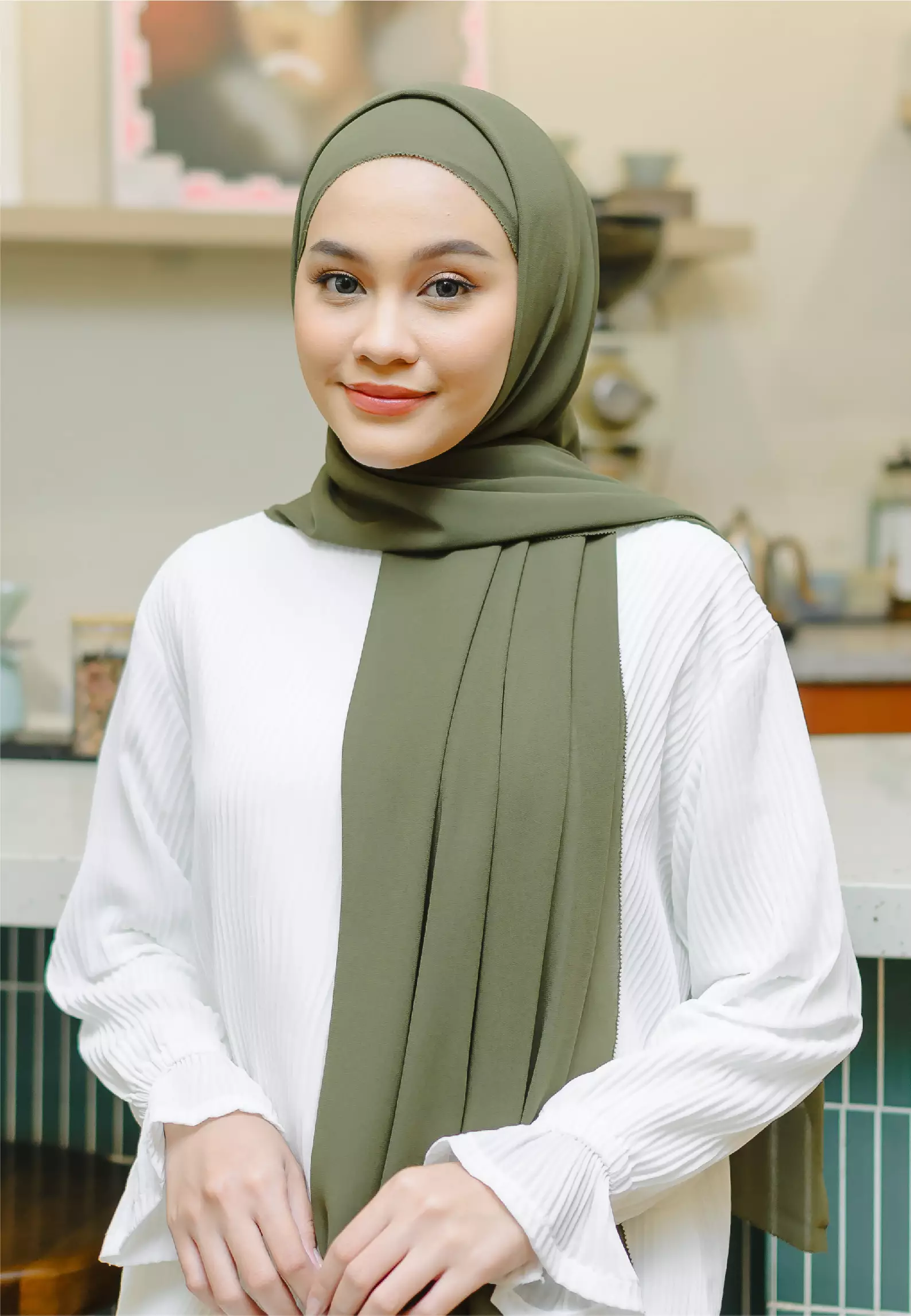 Bawal Eyelash Shawl Soft Army