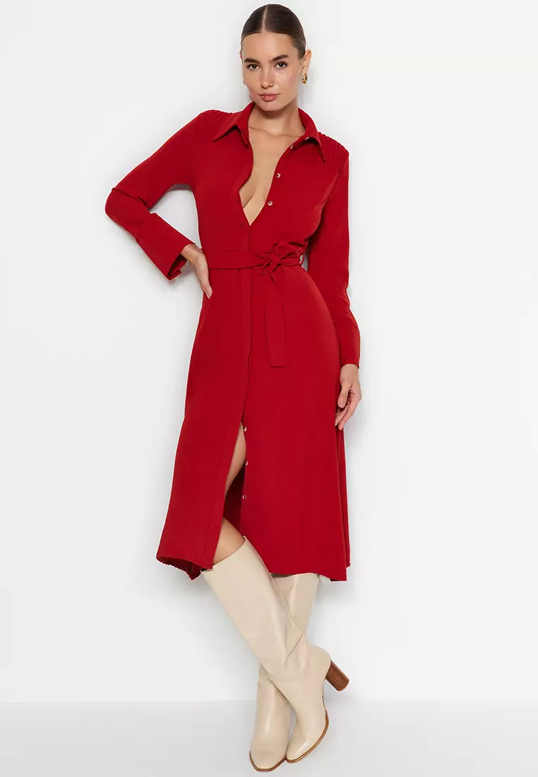Collared Midi Shirt Dress