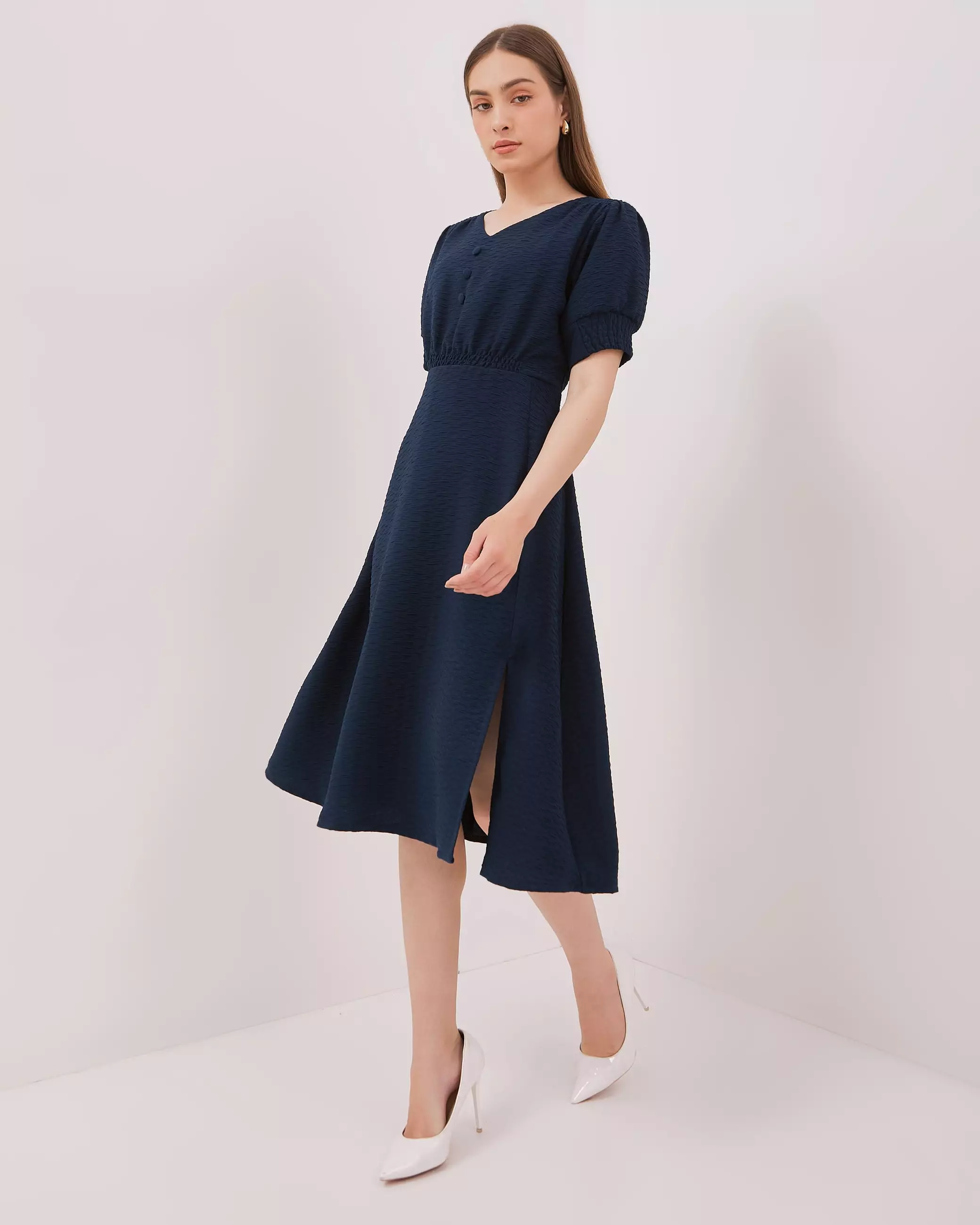 Urban Exchange Estella Midi Dress Teal Blue Warna Blue